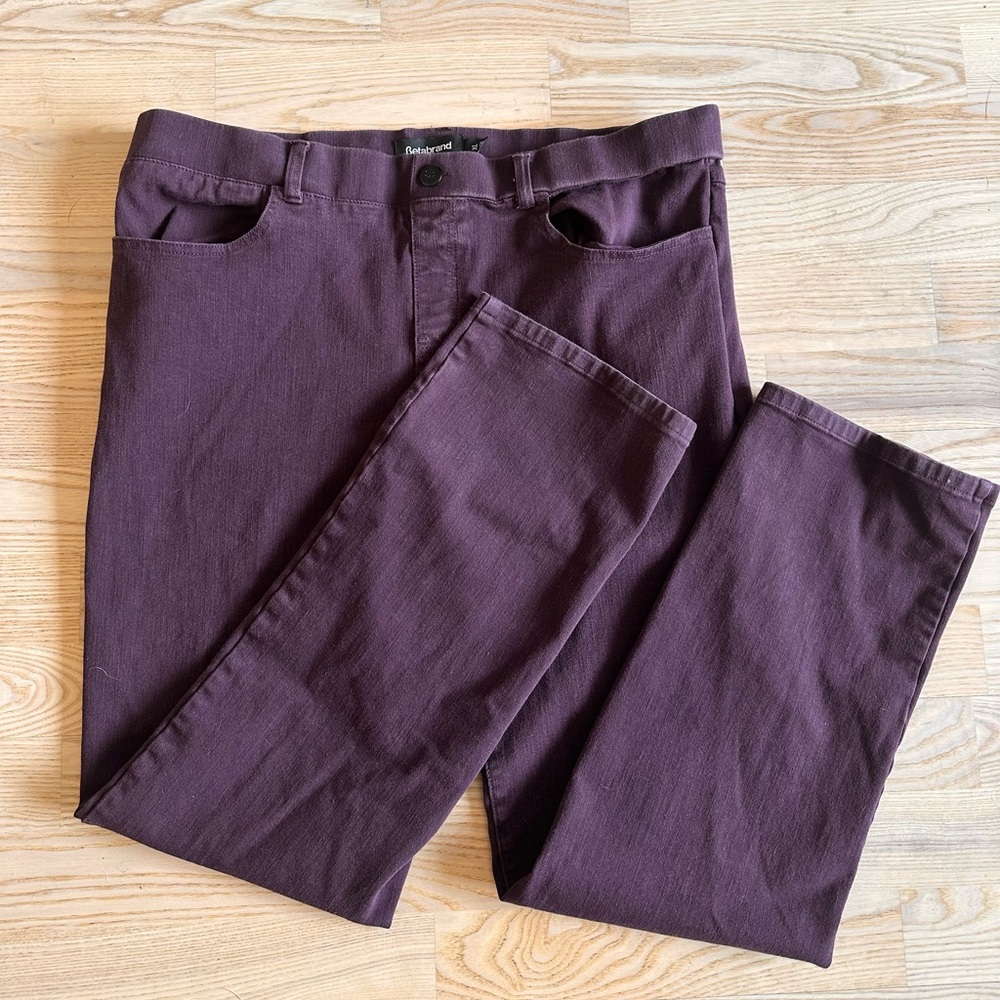 Purple denim Betabrand stretchy jeans